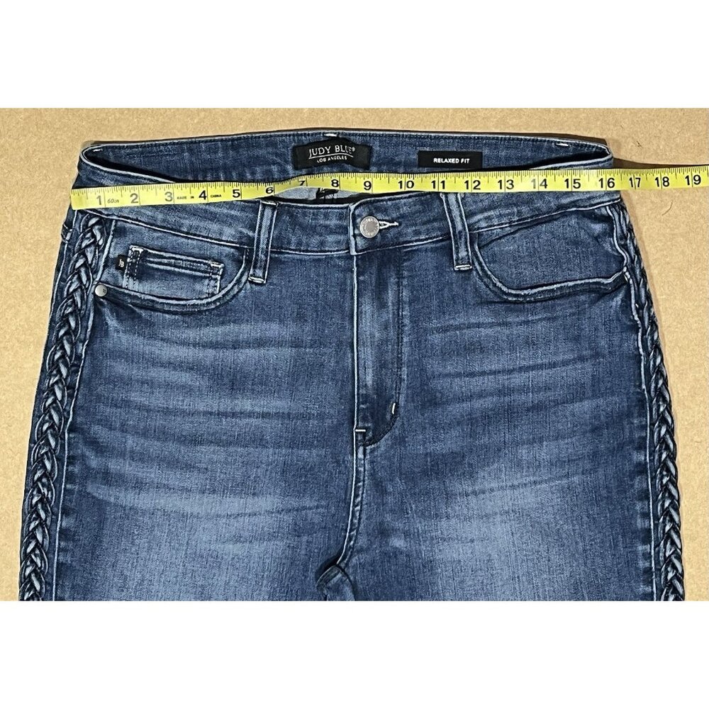 Judy Blue Women Size 15/32 Jeans Relaxed Fit Braided Detail Blue Stretch - Picture 8 of 16